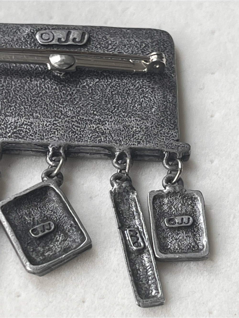 Vintage JJ Pewter Math Teacher Blackboard Brooch - Dangle Charms - Picture 6 of 7